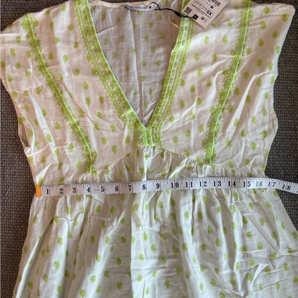 Zara White Green Embroidered Tunic Midi Dress – Size XS brand new - Picture 12 of 16